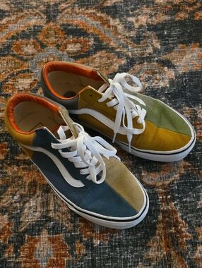Vans Multicolor Suede & Canvas Sneakers - Blue/Olive/Yellow/Orange